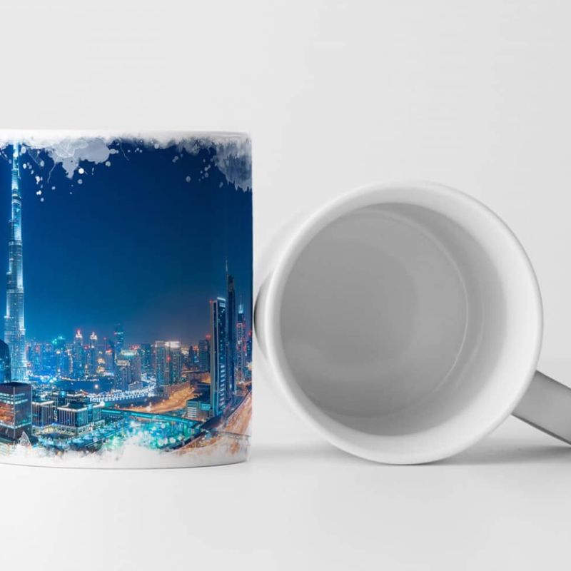 Tasse Geschenk Fotografie – nächtliche Skyline Dubai