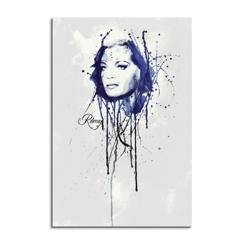 Romy Schneider 90x60cm Aquarell Art Wandbild auf Leinwand fertig gerahmt Original Sinus Art