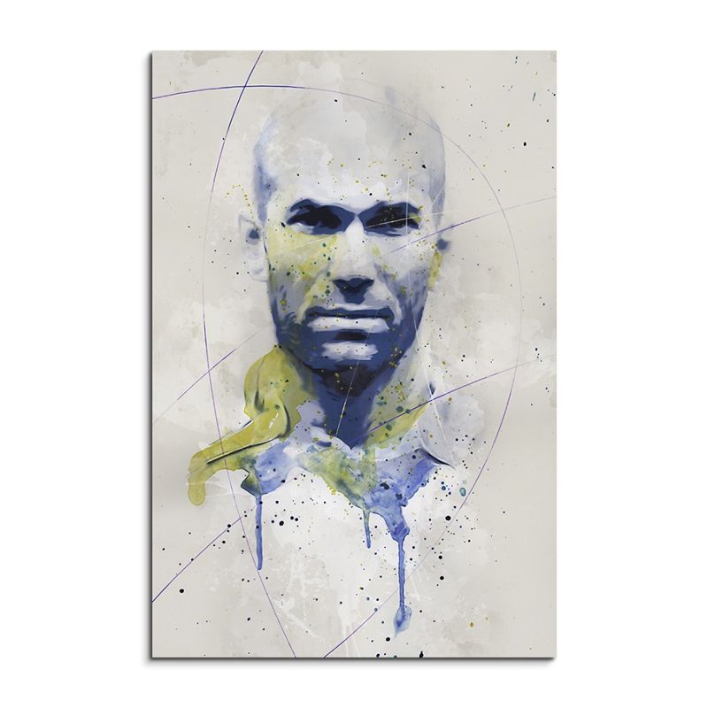 Zinedine Zidane Splash 90x60cm Kunstbild als Aquarell auf Leinwand