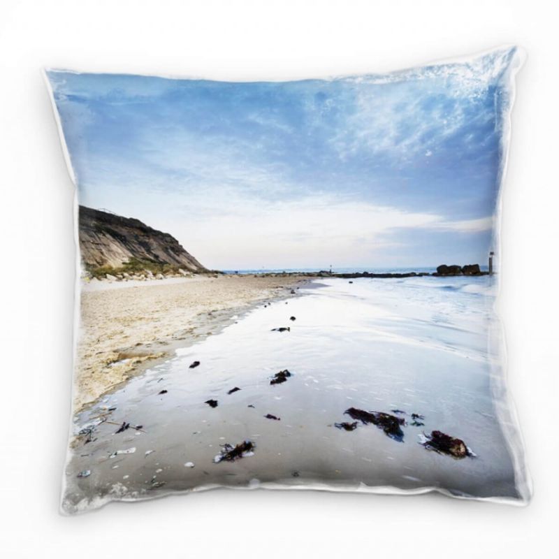 Strand und Meer, Küste, beige, grau Deko Kissen 40x40cm für Couch Sofa Lounge Zierkissen