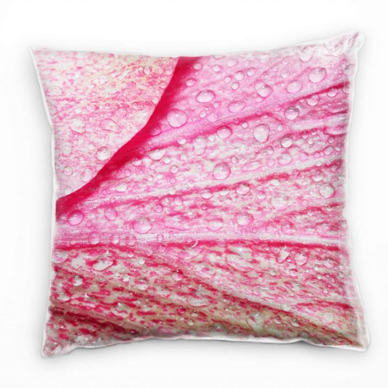 Macro, Blütenblatt, Wassertropfen, pink Deko Kissen 40x40cm für Couch Sofa Lounge Zierkissen