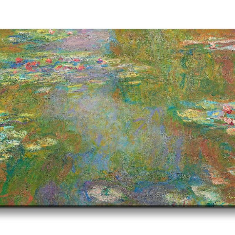 Remaster 120x60cm Claude Monet Impressionismus weltberühmtes Wandbild Wasserlilien Wasserblumen Zeit