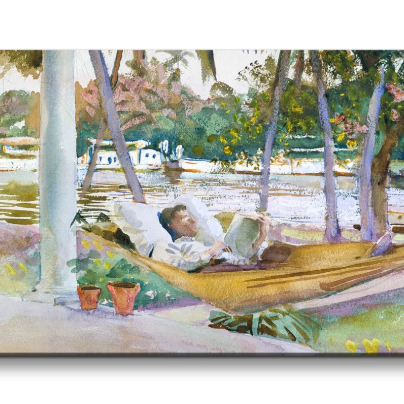 Remaster 120x60cm John Singer Sargent weltberühmtes Gemälde zeitlose Kunst Figure in Hammock Sommer