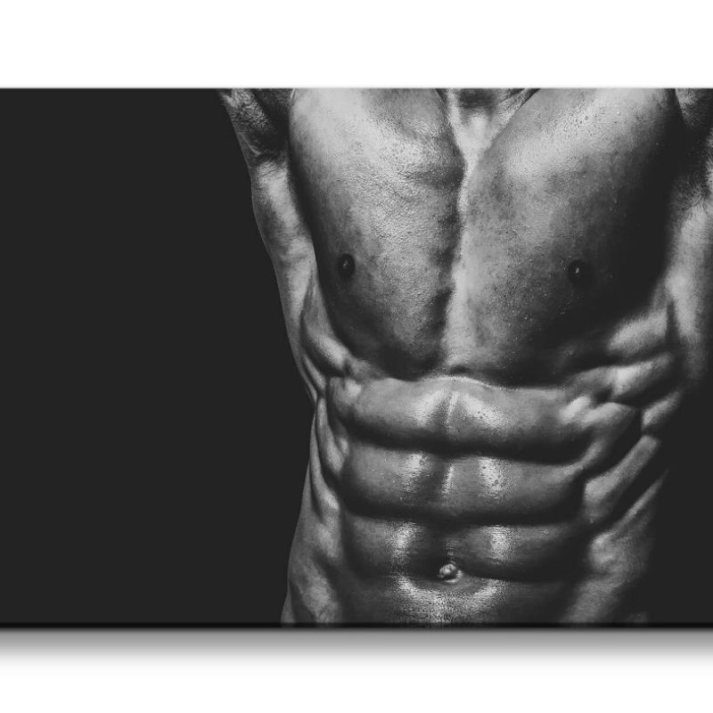 Leinwandbild 120x60cm Sexy Bodybuilder Fitnessstudio Muskel Training Sport Körper