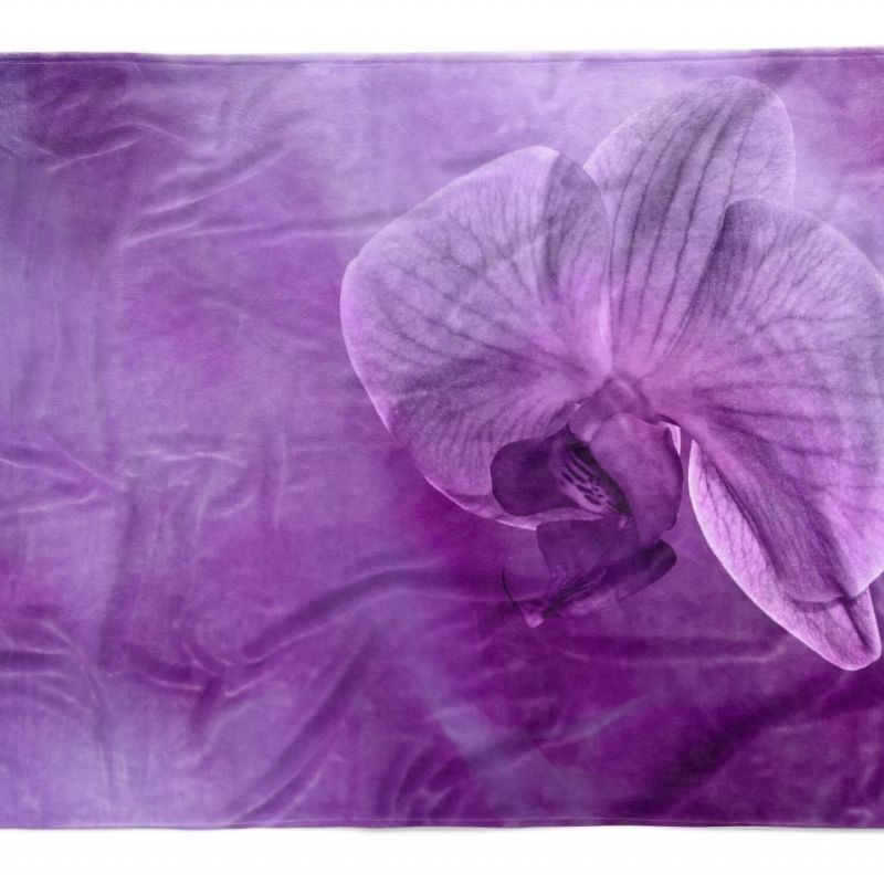 Handtuch Strandhandtuch Saunatuch Kuscheldecke  mit Fotomotiv Orchidee Blume Blü