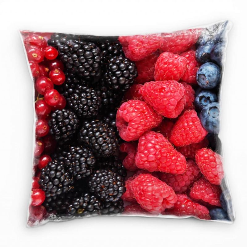 Macro, Obst, rot, lila, blau, schwarz, Beeren Deko Kissen 40x40cm für Couch Sofa Lounge Zierkissen