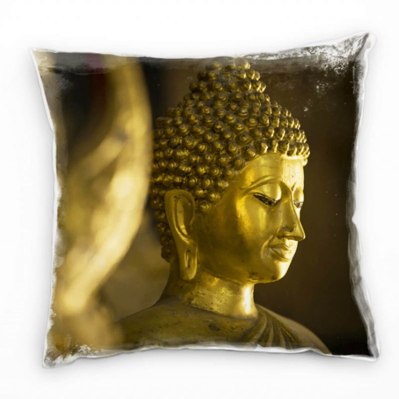 Urban, Buddha, gold Deko Kissen 40x40cm für Couch Sofa Lounge Zierkissen