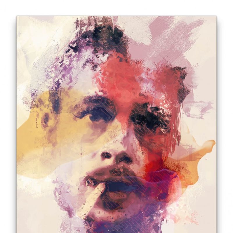 Brad Pitt Porträt Abstrakt Kunst Fight Club 60x90cm Leinwandbild