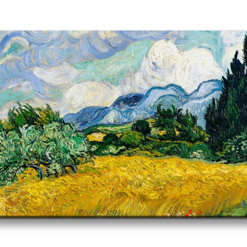 Remaster 120x60cm Vincent Van Gogh’s Wheat Field with Cypresses Impressionismus Farbenfroh zeitlose