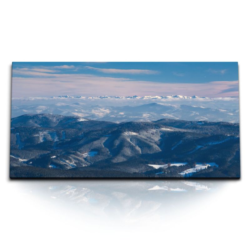 Kunstdruck Bilder 120x60cm Berge Gebirge Horizont Berglandschaft Sonnenuntergang