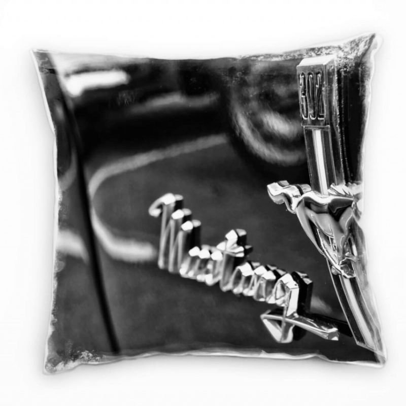 künstlerische Fotografie, Ford Mustang, grau, pkw Deko Kissen 40x40cm für Couch Sofa Lounge Zierkiss