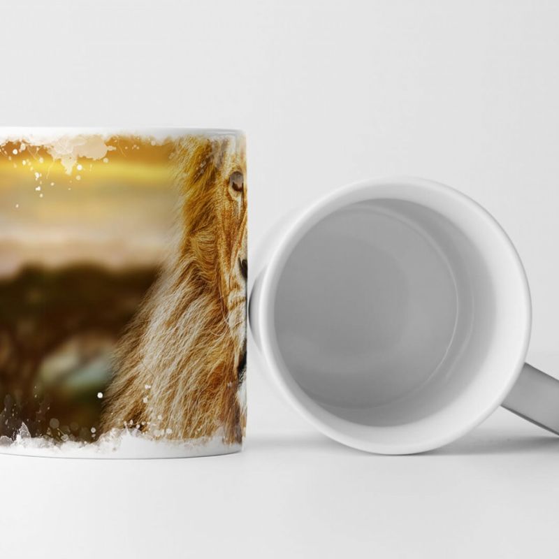 Tasse Geschenk Tierfotografie – Löwe in goldener Savanne