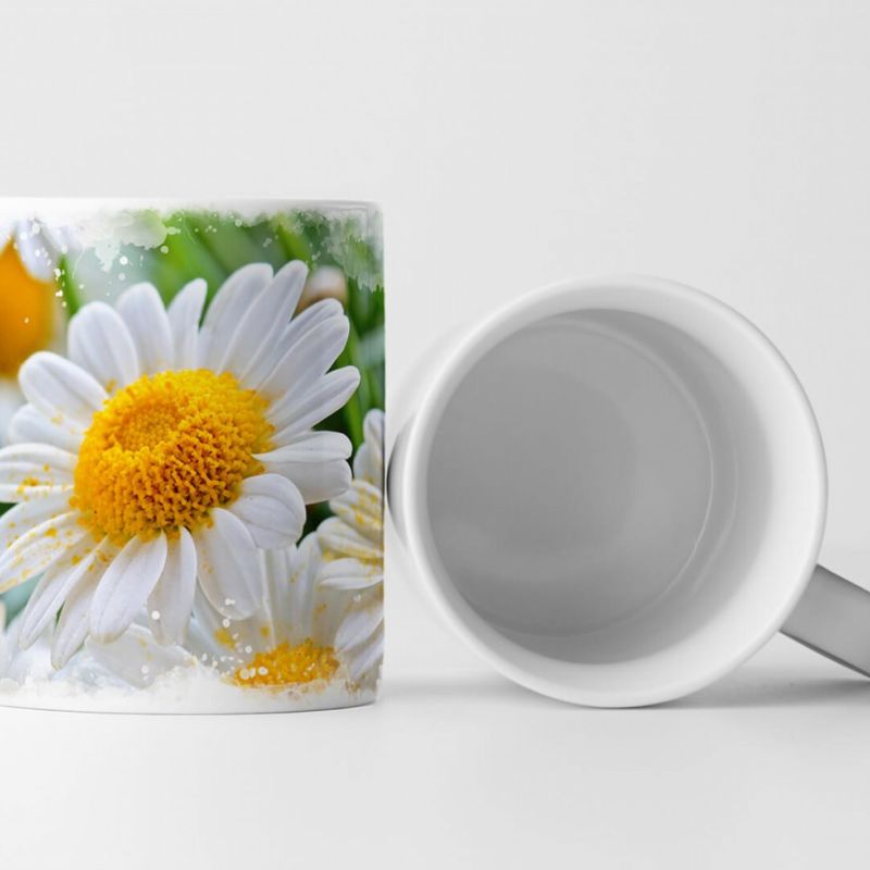 Tasse Geschenk Naturfotografie – Kamille im grünen Gras