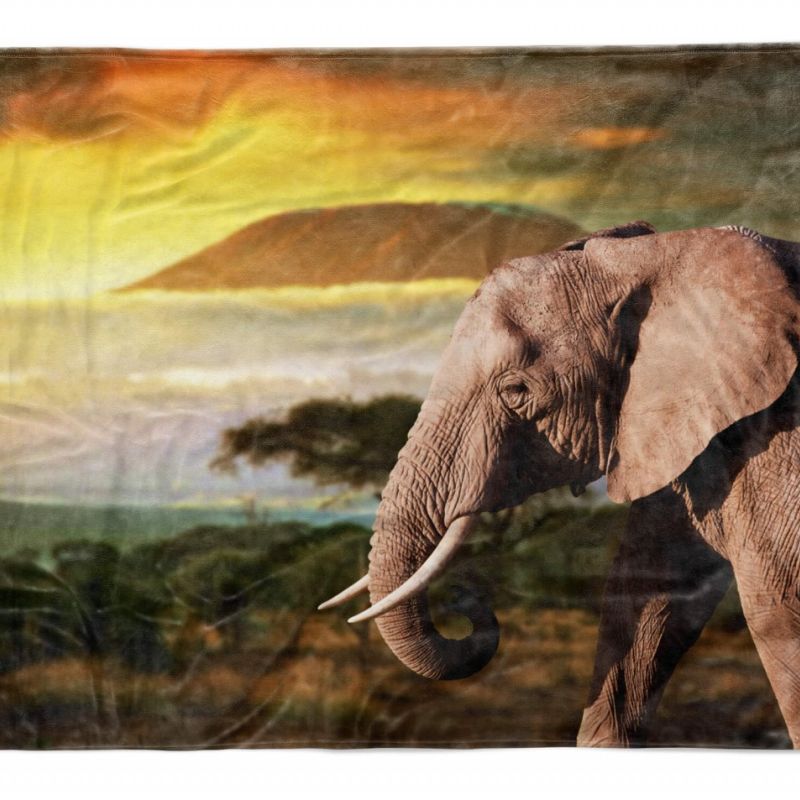 Handtuch Strandhandtuch Saunatuch Kuscheldecke  mit Tiermotiv Elefant Afrika Kil