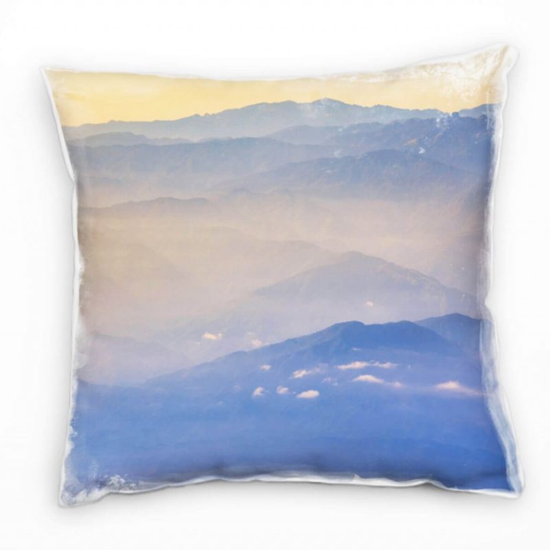 Landschaft, Berge, Dunst, orange, blau Deko Kissen 40x40cm für Couch Sofa Lounge Zierkissen