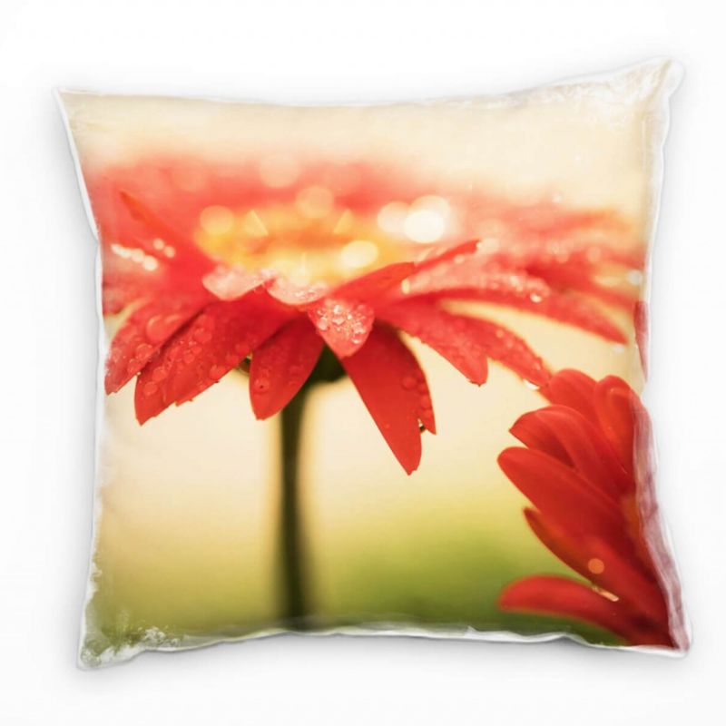 Macro, Blumen, Blüte, Wassertropfen, rot, grün Deko Kissen 40x40cm für Couch Sofa Lounge Zierkissen