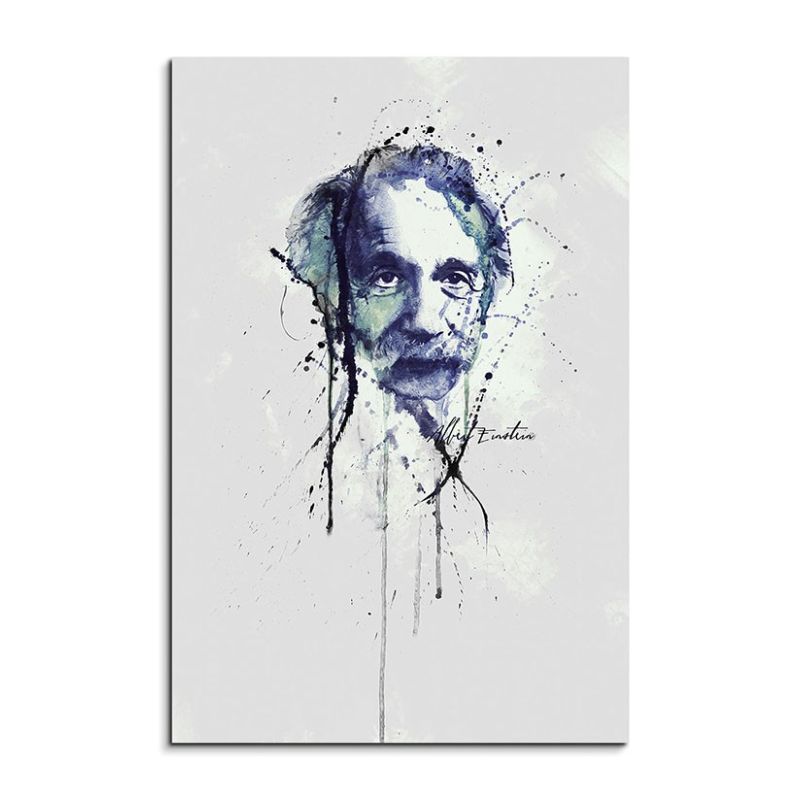 Albert Einstein 90x60cm Keilrahmenbild Kunstbild  Aquarell Art Wandbild auf Leinwand fertig gerahmt