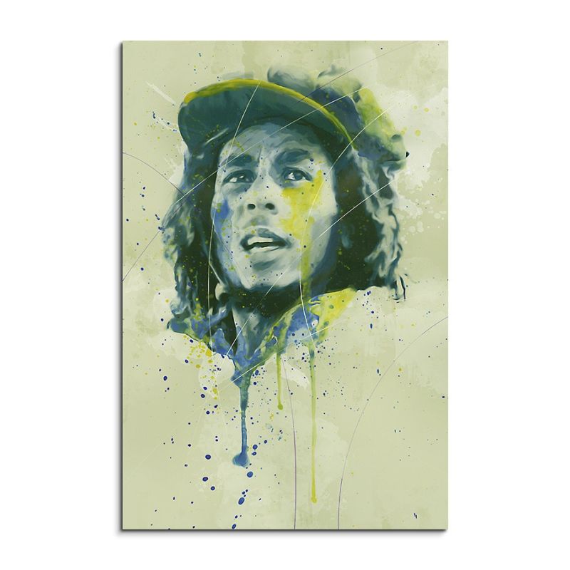 Bob Marley Splash 90x60cm Kunstbild als Aquarell auf Leinwand