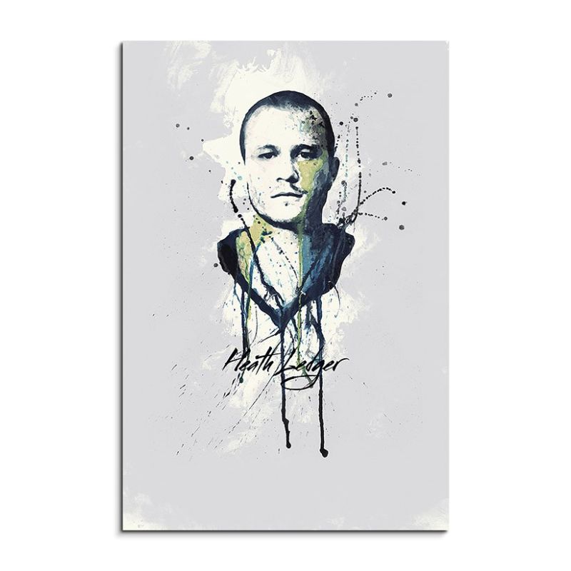 Heath Ledger 90x60cm Aquarell Art Wandbild auf Leinwand fertig gerahmt Original Sinus Art