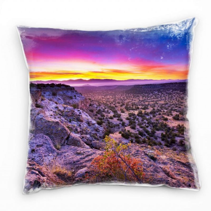 Landschaft, Sonnenaufgang, Felsen, orange, pink Deko Kissen 40x40cm für Couch Sofa Lounge Zierkissen