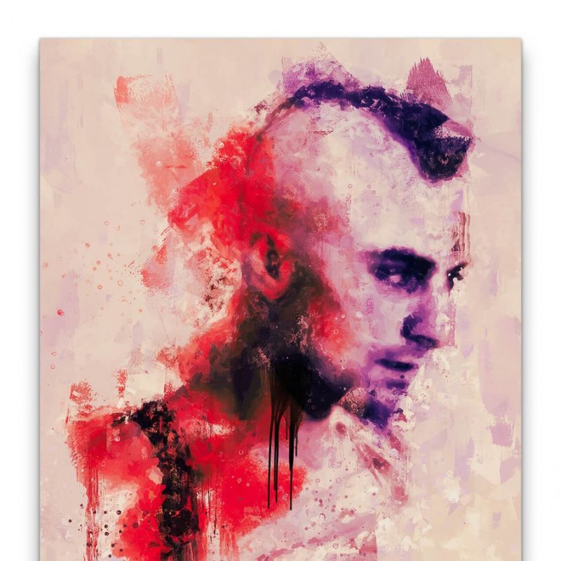 Robert De Niro Taxi Driver Porträt Abstrakt Kunst Kultfilm rote Farbe 60x90cm Leinwandbild