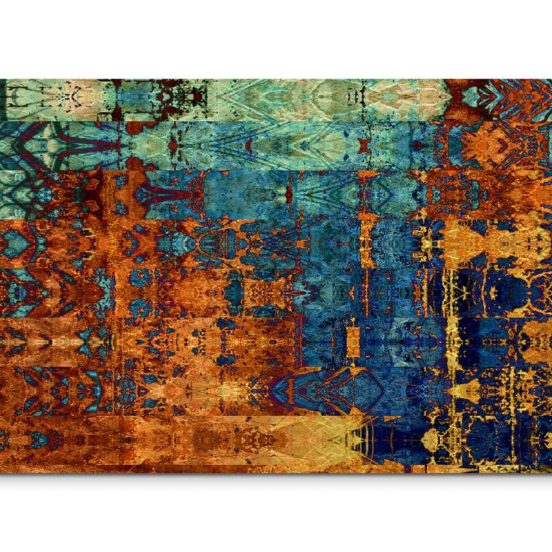 120x80cm Wandbild Hintergrund Kunst abstrakt braun blau grün gelb