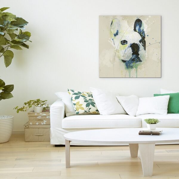 full French Bulldog Aqua 60x60cm ROOM 1280x1280